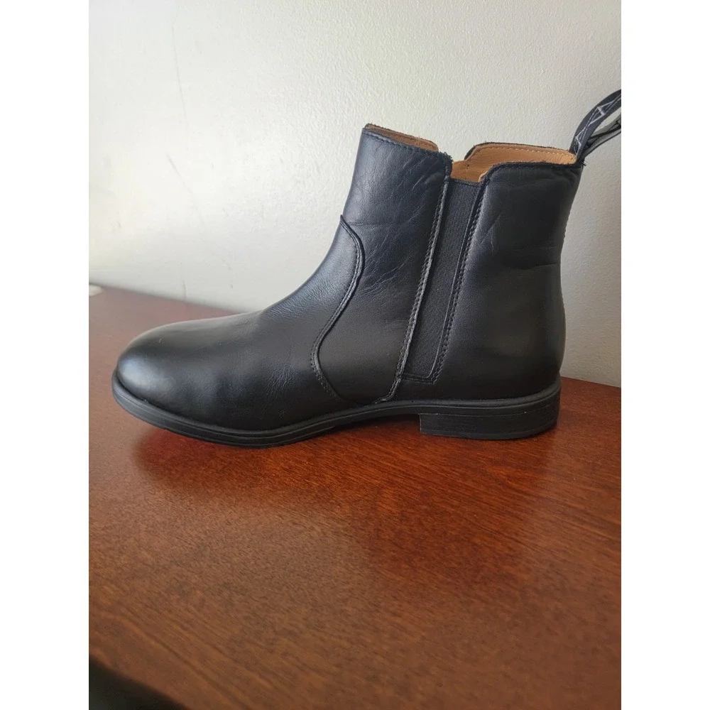 Xena Women's Black Leather Chelsea Ankle Boots Side Zip Round Toe Slip Oil 10W